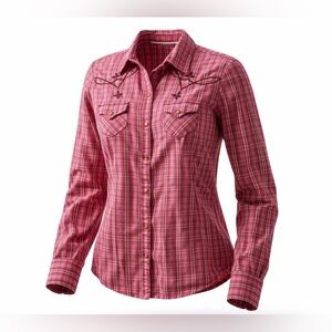 Women Panhandle Slim Western Embellished Pearl Snap  Shirt M